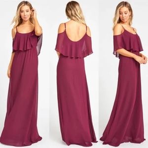 Show Me Your Mumu Caitlin ruffle maxi dress merlot chiffon small NWT bridesmaid
